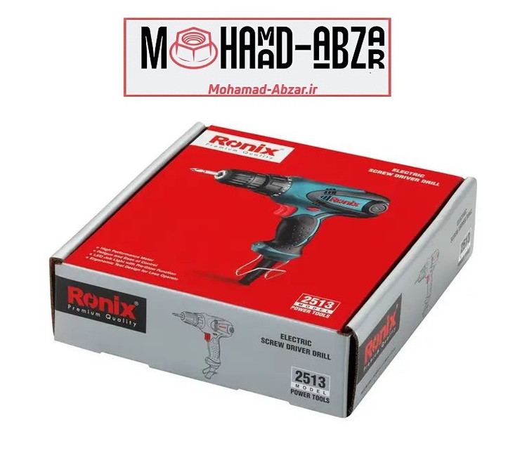 ابعاد دریل پیچگوشتی برقی ترکمتردار رونیکس مدل RONIX 2513