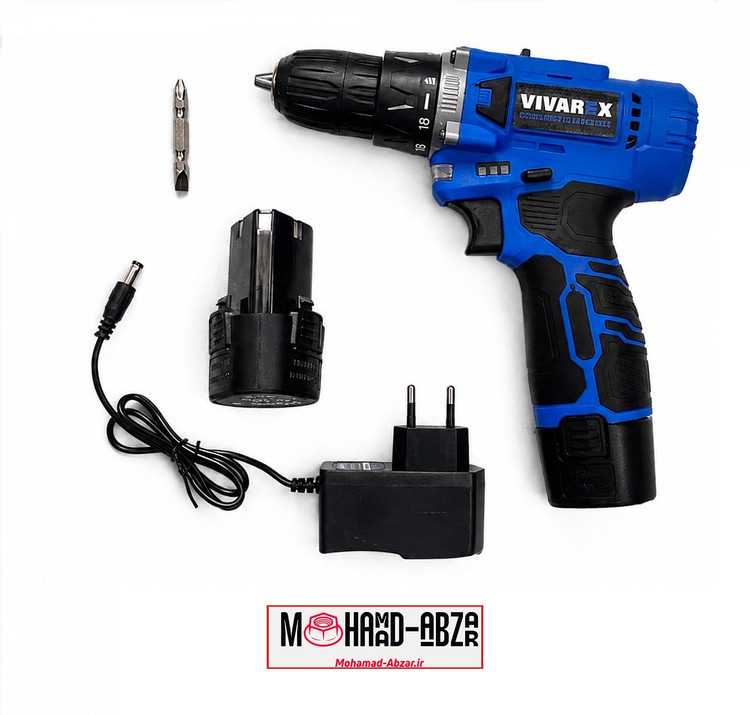 ویژگی های دریل شارژی 12 ولت دو سرعته ویوارکس مدل VIVAREX VR1215V-2B